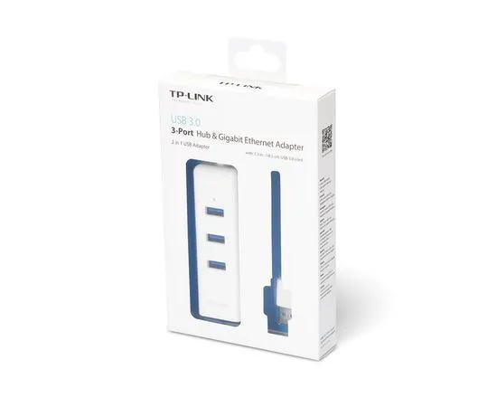 Сетевая карта (USB3.0) 10/100/1000 Mbit + 3 порта USB3.0, TP-Link UE330, белый, фото 3