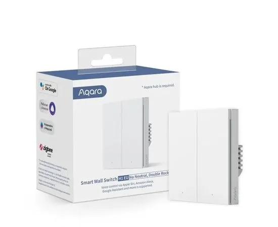 Умный выключатель (две клавиши) Aqara Smart wall switch H1, белый (WS-EUK02)