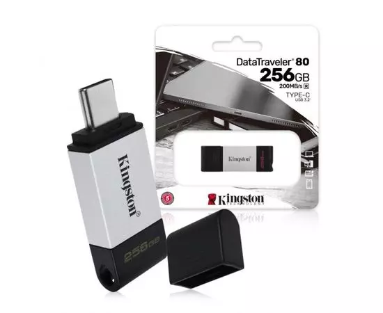 USB Flash-накопитель 256Gb USB 3.2 Type-C (Kingston, DataTraveler 80) (DT80/256GB)