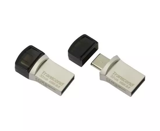 USB Flash-накопитель 32Gb USB 3.1/USB Type-C (Transcend JetFlash 890), серебристый (TS32GJF890S)