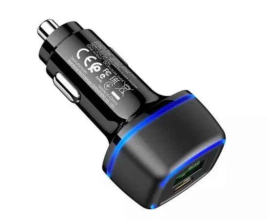 Автомобильное зарядное устройство Borofone BZ14A Mercury, USB A+C, QC 3.0, PD, черный (6931474740007), фото 2