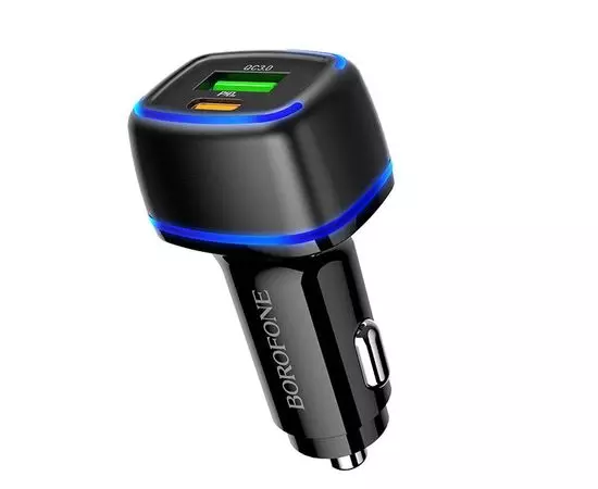 Автомобильное зарядное устройство Borofone BZ14A Mercury, USB A+C, QC 3.0, PD, черный (6931474740007)