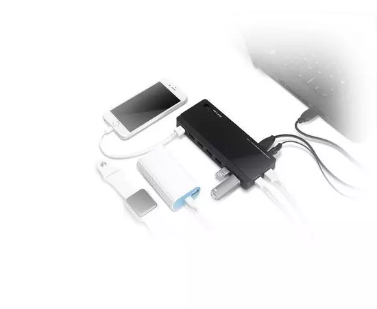 USB-разветвитель (хаб) USB3.0 -> USB3.0, 7 портов, 2 порта для зарядки моб.устройств, с БП, TP-Link (UH720), фото 3
