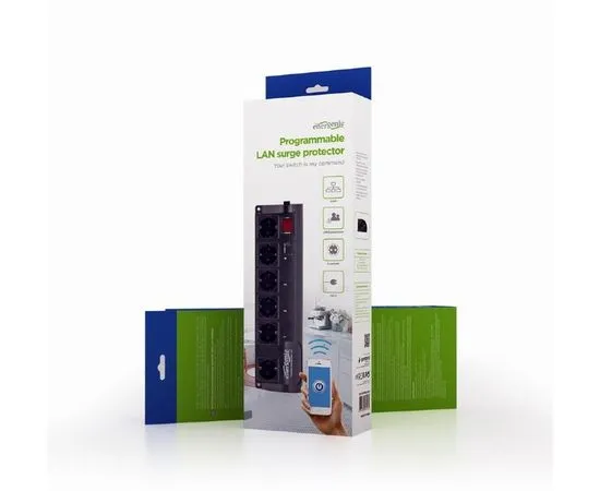 Сетевой фильтр 1.8 м. (Gembird EnerGenie, 6 розеток, Black) (EG-PMS2-LAN), фото 3