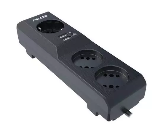 Сетевой фильтр 10 м. (ZIS Pilot 3G, 3xGP розетки + 2 USB) (Pilot 3G 10M), фото 4