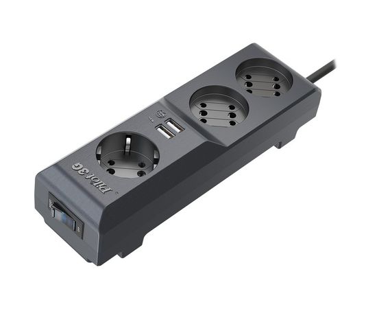 Сетевой фильтр 3 м. (ZIS Pilot 3G, 3 розетки GP, 2 USB), черный (Pilot 3G 3M), фото 3