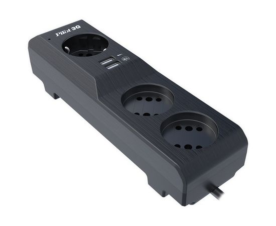 Сетевой фильтр 3 м. (ZIS Pilot 3G, 3 розетки GP, 2 USB), черный (Pilot 3G 3M), фото 4