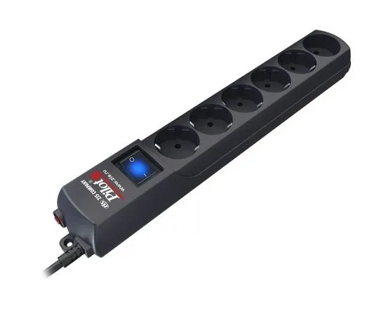 Сетевой фильтр 5 м. (ZIS Pilot S, 6 розеток), графит (Pilot S5M Graphite), фото 2