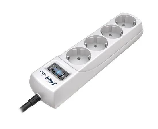 Сетевой фильтр 5 м. (ZIS Pilot mini, 4 розетки) светло-серый, фото 3