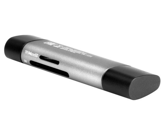 Картридер внешний USB2.0/Type-C, Digma CR-СU2520-G, серый, фото 6