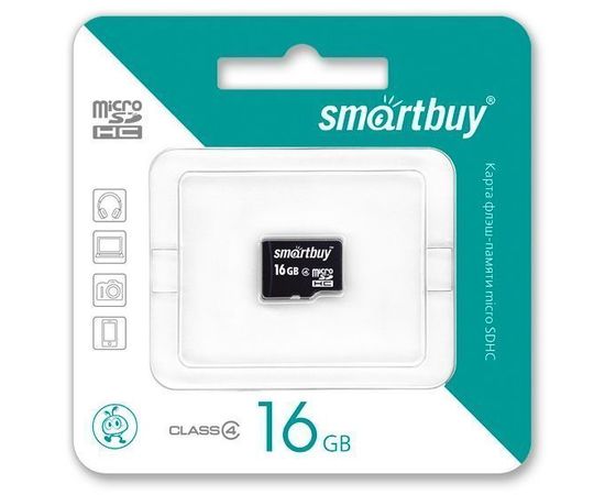 Карта памяти MicroSDHC 16GB Class 10 без адаптера (SmartBuy) (SB16GBSDCL10-00)
