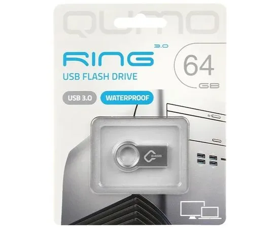 USB Flash-накопитель 64Gb USB 3.0 (QUMO, Ring) серебристый (QM64GUD3-Ring), фото 2