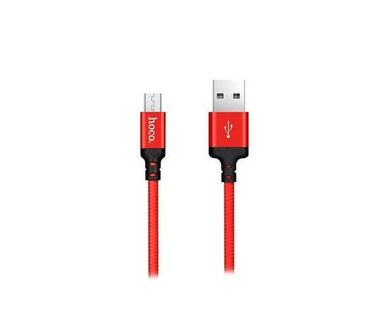 Кабель USB2.0 AM -> Micro-BM, 2m (HOCO) X14 Times speed, в оплетке, красный (6957531062912)