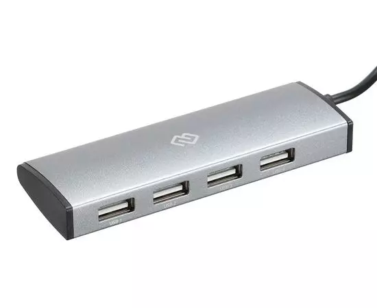 USB-разветвитель (хаб) USB Type-C -> USB2.0, 4 порта, Digma, серебристый (HUB-4U2.0-UC-DS)