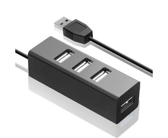 USB-разветвитель (хаб) USB2.0 -> USB 2.0, 4 порта, Ginzzu, черный (GR-474UB)