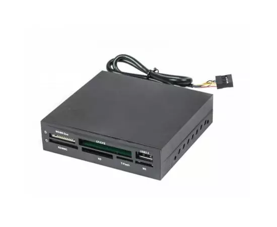 Картридер внутренний 3.5" + USB2.0 1 порта, Gembird, черный (FDI2-ALLIN1-02-B)