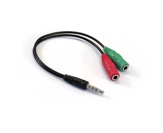 Кабель переходник Audio 3.5мм 4pin (m) -> 2 x 3.5мм (f) 0.2м (ExeGate) черный (EX284944RUS)