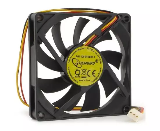 Кулер для корпуса Gembird 80x80x15, подшипник, 3 pin, провод 30 см (D8015BM-3), фото 2