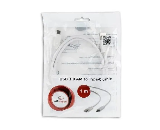 Кабель USB3.0 AM -> USB3.1 Type-C, 1 m (Cablexpert) белый (CCP-USB3-AMCM-1M-W), фото 4