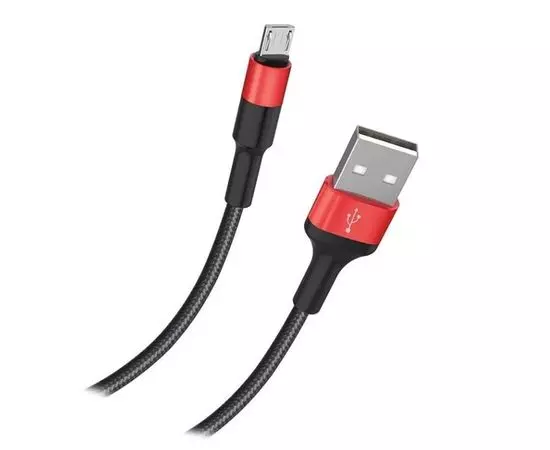 Кабель USB2.0 AM -> Micro-BM, 1m (HOCO) X26 Xpress, в оплетке, черный/красный (6957531080220)
