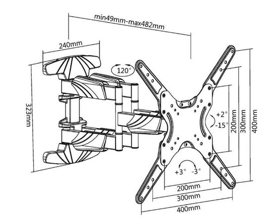 Кронштейн 23"-55" 4 ст. свободы, (Ultramounts, UM907) черный, фото 2