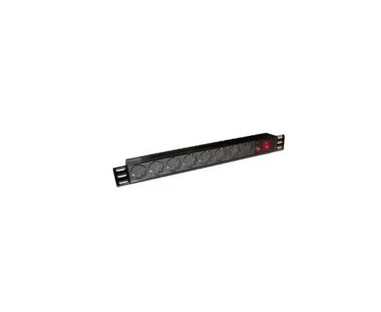 Блок розеток в серверную стойку 19", без кабеля питания, 8 Schuko, 10A (LANMASTER) (052007/278)