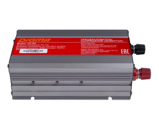 Инвертор 12V -> 220V, мощность 500Вт (Digma, DCI-500), фото 2
