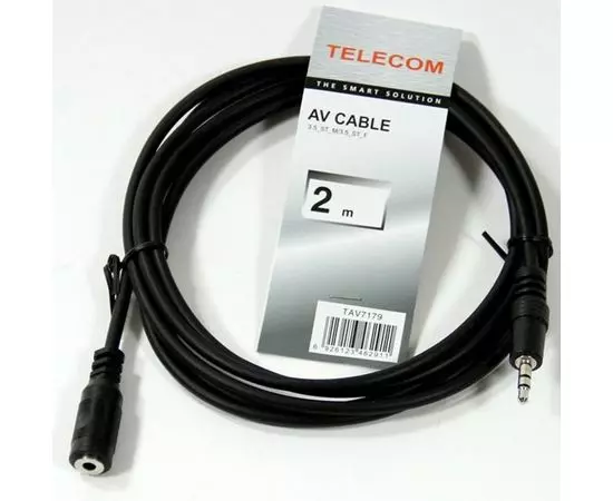 Кабель Audio удлинитель 3.5мм (m) -> 3.5мм (f) 2м (Telecom) черный (TAV7179-2M)