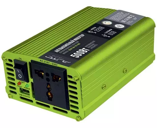 Инвертор 12V -> 220V, мощность 500Вт (QUMO QAI-901-500) (33795)