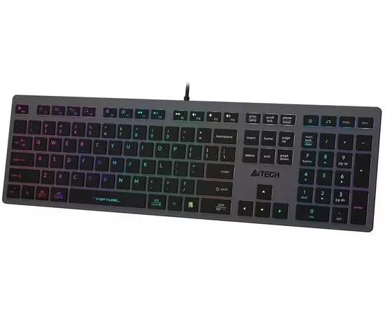 Клавиатура A4 Tech Fstyler FX60 slim Multimedia USB, подсветка неон, серый (FX60 GREY / NEON), фото 2