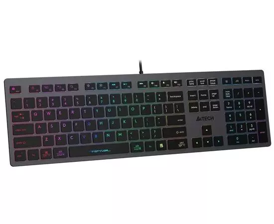 Клавиатура A4 Tech Fstyler FX60 slim Multimedia USB, подсветка неон, серый (FX60 GREY / NEON), фото 3