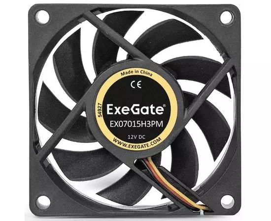 Кулер для корпуса ExeGate 70x70x15 мм, гидродинамический, 3pin+Molex (EX07015H3PM) (EX283372RUS), фото 3