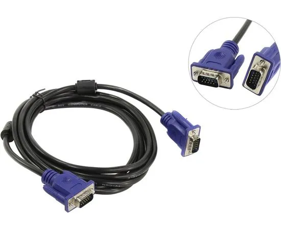 Кабель VGA сигнальный 3m (TV-COM, 2 ферита) (QCG120H-3M)