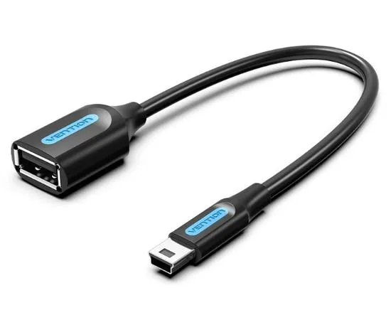 Кабель OTG USB 2.0 (F) -> miniUSB, 0.15m, 5pin черный (Vention) (CCTBB)