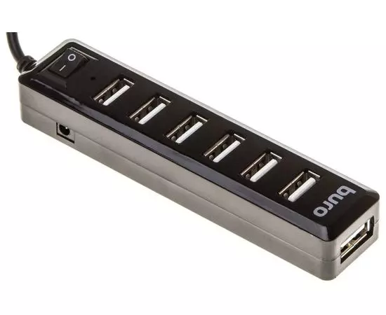 USB-разветвитель (хаб) USB2.0 -> USB2.0, 7 портов, Buro, черный (BU-HUB7-1.0-U2.0)