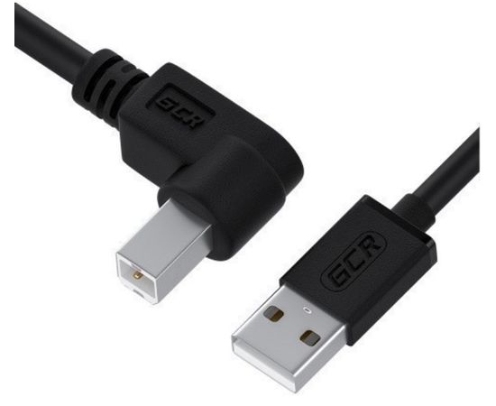 Кабель USB2.0 1.5m (Greenconnect) угловой, экран, черный (GCR-52916)
