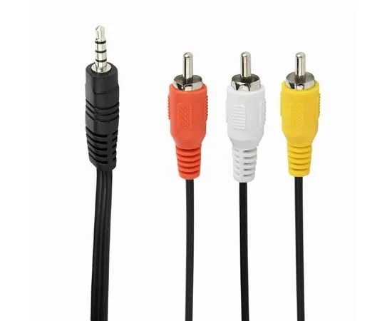 Кабель Audio/Video Jack 3.5мм, 4pin -> 3 х RCA, 2м (Cablexpert) черный (CCA-4P2R-2M)