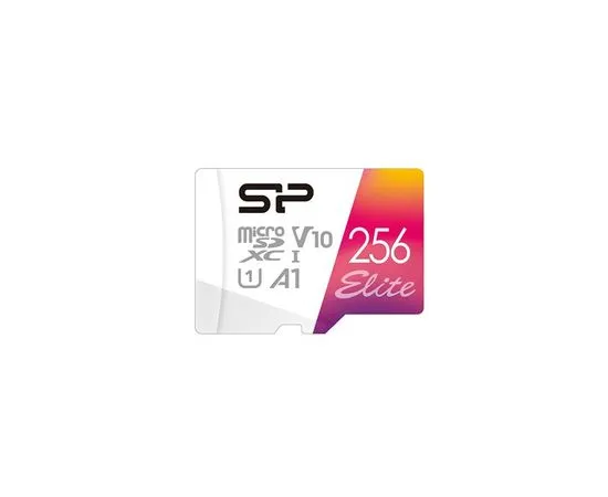 Карта памяти microSDXC 256Gb Class 10 UHS-I U1 A1 + адаптер (Silicon Power, Elite A1) (SP256GBSTXBV1V20SP)