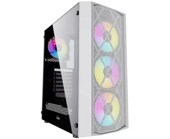 Корпус Powercase Rhombus X4 White, Tempered Glass, Mesh, без БП (CMRMW-L4)