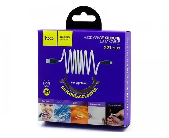 Кабель USB2.0 AM -> Type-C, 2m (HOCO) X21 Plus, белый/черный (6931474713889)