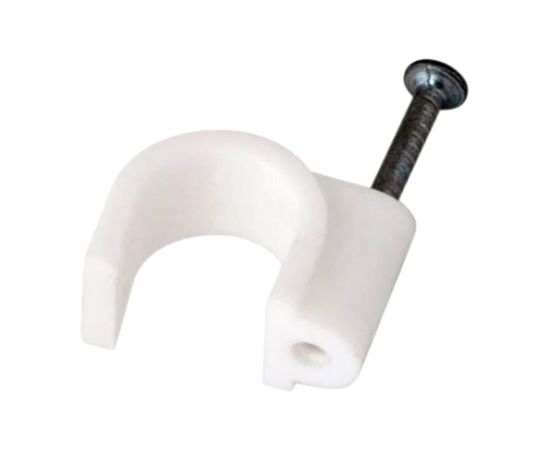 Скобы для крепления кабеля 6мм, круглый, белый, упаковка 50шт (REXANT) (07-4006)