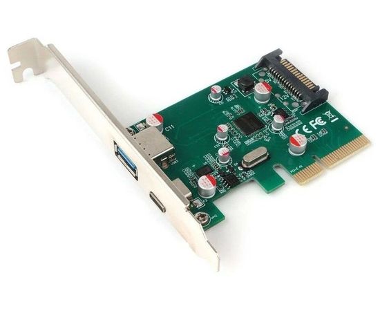 Плата расширения PCI-E x4 -> USB3.0 + USB3 Type-C  (Gembird) (SPCR-02)