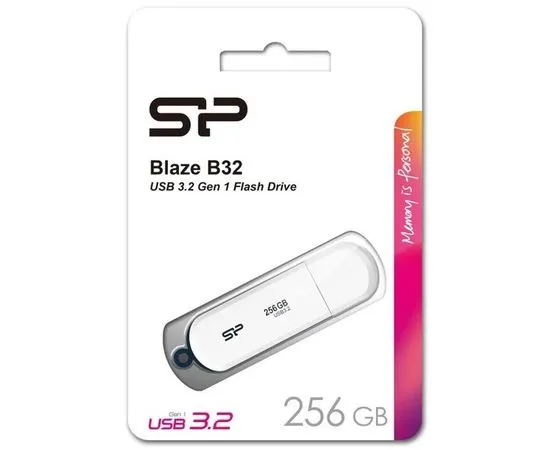 USB Flash-накопитель 256Gb USB 3.2 (Silicon Power, Blaze B32) White, белый (SP256GBUF3B32V1W), фото 2
