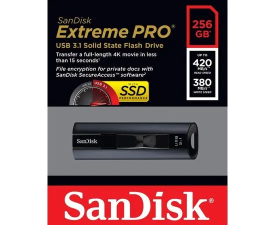 USB Flash-накопитель 256Gb USB 3.1 (SanDisk, CZ880 Cruzer Extreme Pro) черный (SDCZ880-256G-G46), фото 5