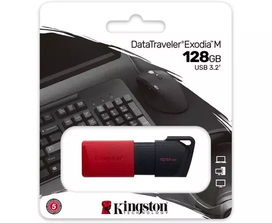 USB Flash-накопитель 128Gb USB 3.2 (KINGSTON, DataTraveler Exodia M) черный/красный (DTXM/128GB), фото 3