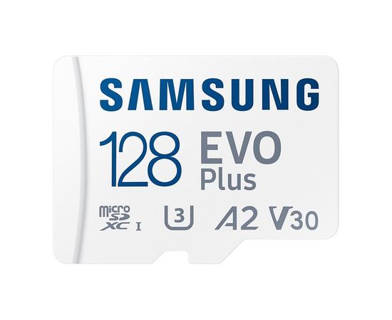 Карта памяти MicroSDXC 128Gb Class 10 UHS-I U3 V30 A2 + адаптер (SAMSUNG EVO PLUS) (MB-MC128KA/APC)