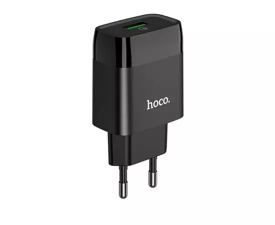 Зарядное устройство HOCO C72Q Glorious, USB A, QC3.0 18W, + кабель Type-C, черный (6931474732545), фото 2