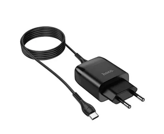 Зарядное устройство HOCO C72Q Glorious, USB A, QC3.0, + кабель Type-C, черный (6931474732545)