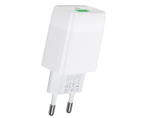 СЗУ HOCO C72Q Glorious, USB A, QC3.0, + кабель Type-C, белый (6931474732552), фото 2