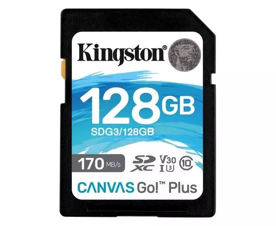 Карта памяти SDXC 128Gb class 10 UHS-I U3 V30 (Kingston Canvas Go Plus 170R) (SDG3/128GB)